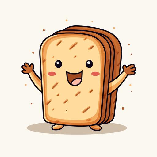 kawaii slice pf bread with arms and legs clipart white background