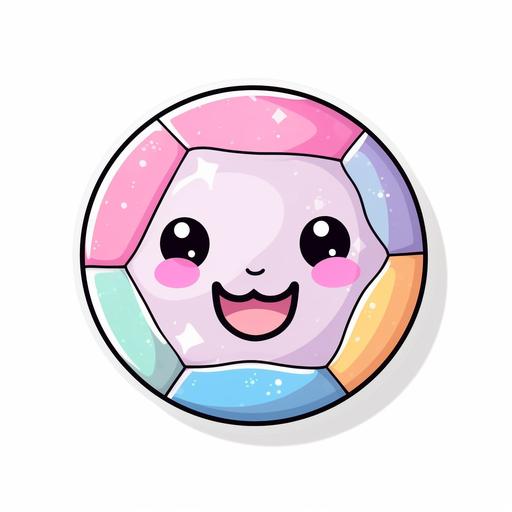 kawaii soccer ball pastel sticker on white background