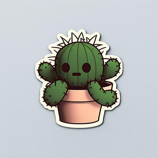 kawaii spider cactus hybrid, sticker design, minimalist