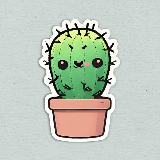 kawaii spider cactus hybrid, sticker design, minimalist