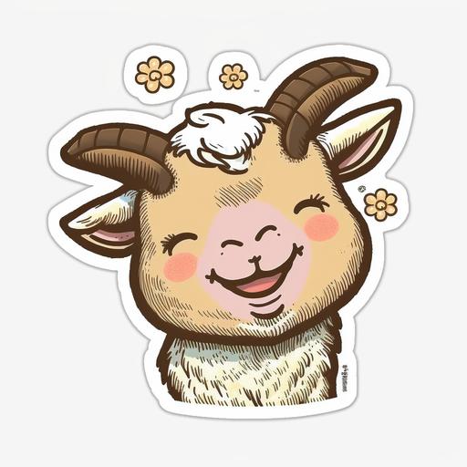 kawaii sticker goat baby face and happy