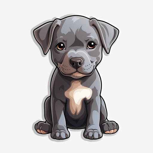 kawaii style baby pitbull, grey, transparent background