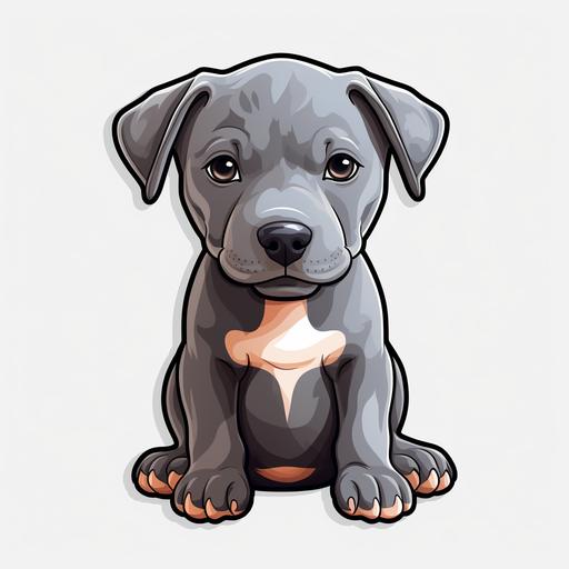 kawaii style baby pitbull, grey, transparent background
