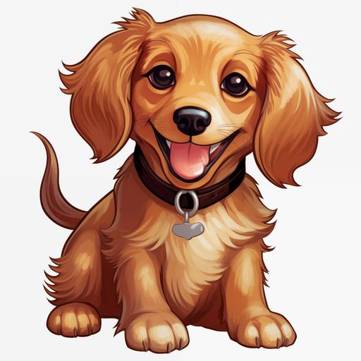 kawaii style dachshund puppy, happy, transparent background
