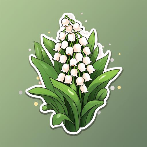 kawaii style lilly of the valley flowers, sticker style