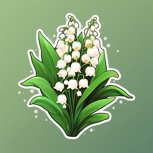 kawaii style lilly of the valley flowers, sticker style
