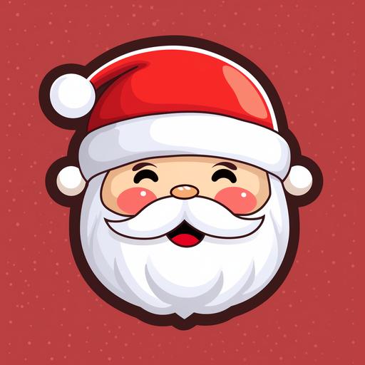 kawaii style santa clause face, wearing santa hat, sticker style