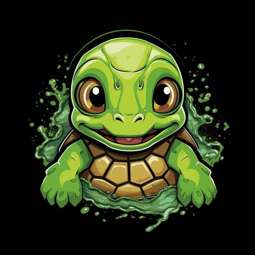 kawaii turtle vector t-shirt design no background --no mockup