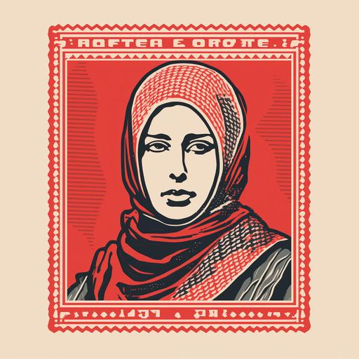 keffiyeh free Palestine travel poster rubber stamp simple lines --v 5.2