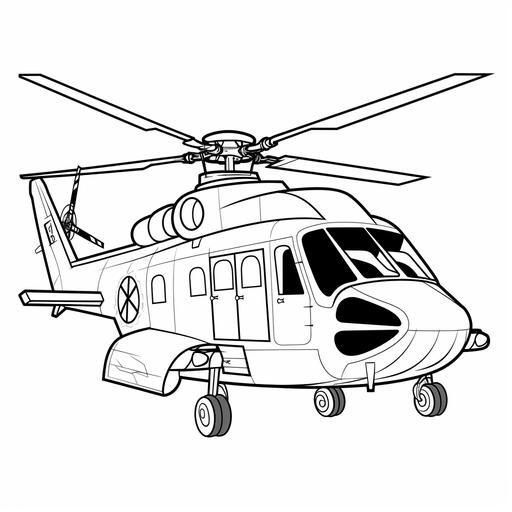 kid's coloring book ,[helicopter],cartoon,thick lines,black and white,white background--style raw