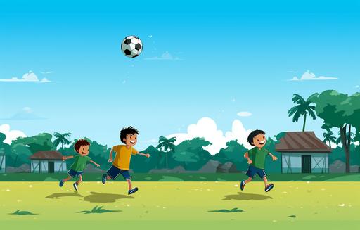 kids playing football by playground with blackboard illustration, in the style of minimalist backgrounds, sudersan pattnaik, animated gifs, uhd image, shaped canvas, green and blue, wallpaper --ar 39:25