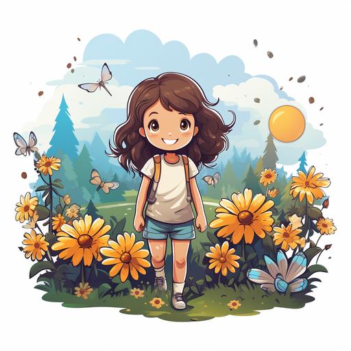 kids style Sticker, summer nature without child, on white background --s 250