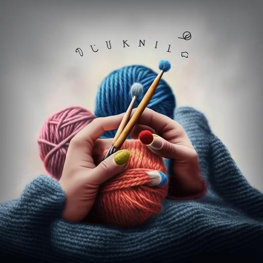 knitting hands, yarn and needles, handmade with love, realistic photo, human hands