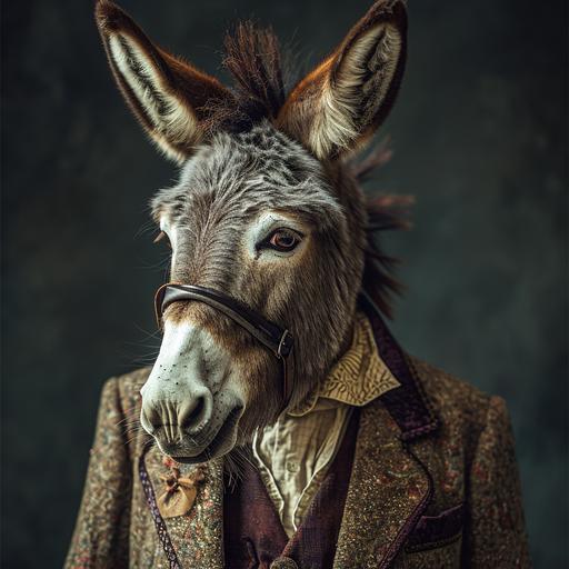 a donkey in a suit --s 250 --v 6.0