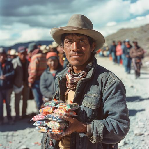 vinicunca migrant workers selling gum at the Mexican American border crossing --s 250 --v 6.0