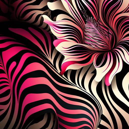 Animal print, zebra texture background,flower pattern,RGB--ar 3:2 --v 4