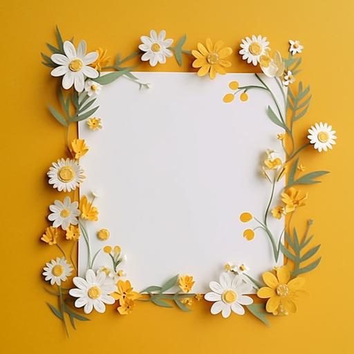 cartoon ,picture frame in the shape of tiny meadow yellow cute flowers, art--ar 2:3 --style raw