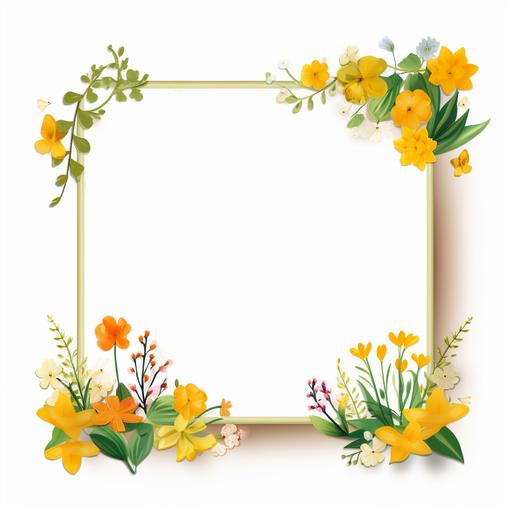 cartoon ,picture frame in the shape of tiny meadow yellow flowers,art--ar 2:3 --style raw
