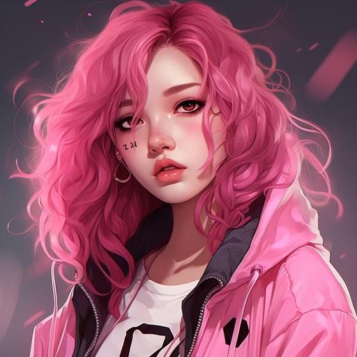 kpop inspired animated girl in pink