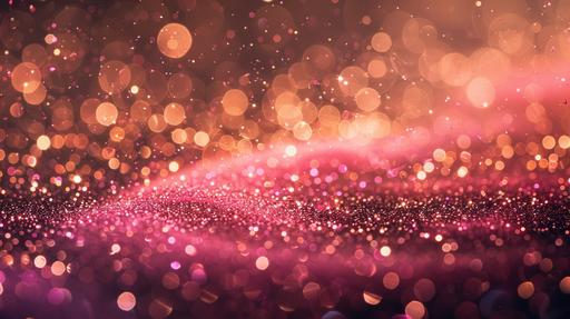 Abstract background with pink and gold particles, Bokeh golden and pink sparkles, on dark pink background, holiday background, golden and pink glittering confetti --ar 16:9 --stylize 250 --v 6.0