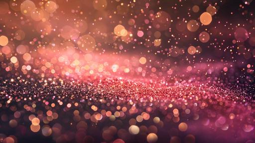 Abstract background with pink and gold particles, Bokeh golden and pink sparkles, on dark pink background, holiday background, golden and pink glittering confetti --ar 16:9 --stylize 250 --v 6.0
