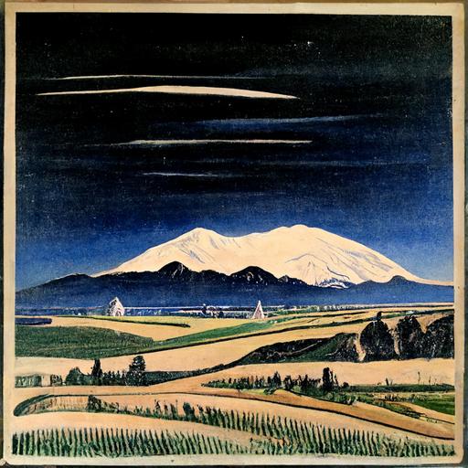 landscape painted by rockwell kent, japanese vintage print
