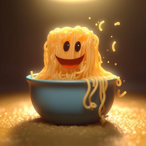 cute cartoon noodle inside pasta