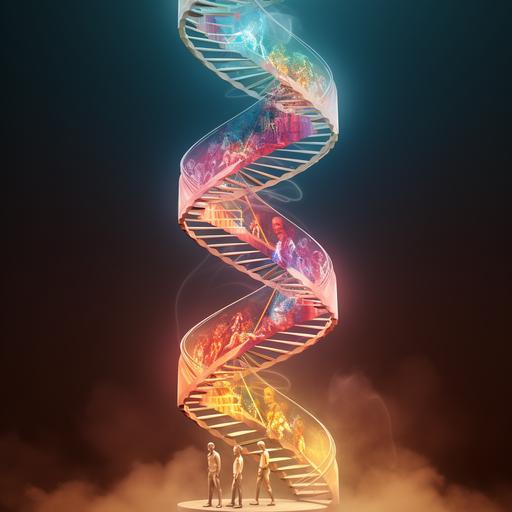 large DNA strand inside a human body that looks like a ladder