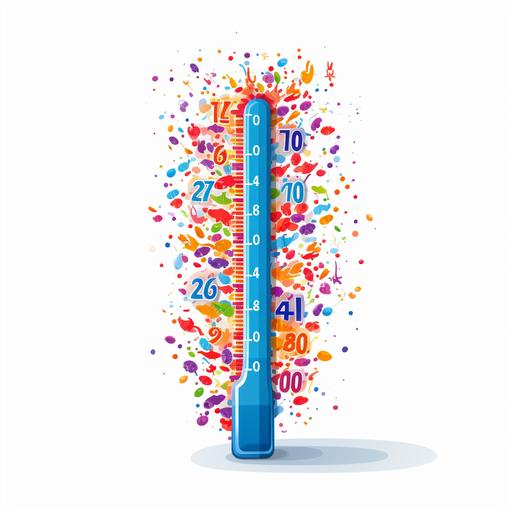 large cartoon like thermometer on white background with thousands marked up the side finishing with 20000