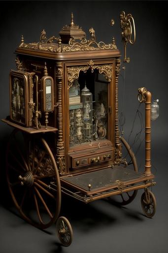 late 1800s antique luxury dialysis machine, macabre, morbid, gothic, professional photography, lots of detail, ultra photoreal, 16k, knolling --ar 2:3 --q 2 --v 4