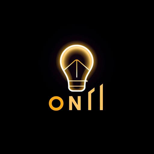 Design a modern and simple logo for ONIT in the lighting industry. The logo should include the four letters O, N, I, T and use a simple font with a streamlined light bulb icon.