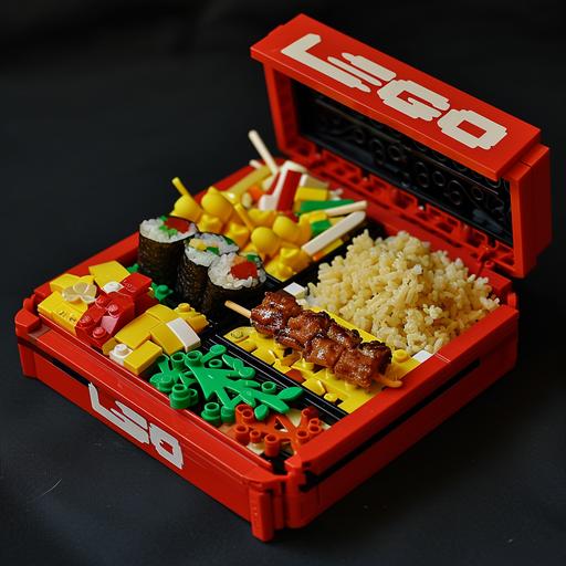 lego bento, highly detailed, intricate assembly, full color, studio lighting, 
