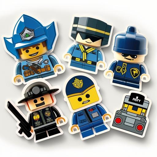 lego city police stickers for kids in white background