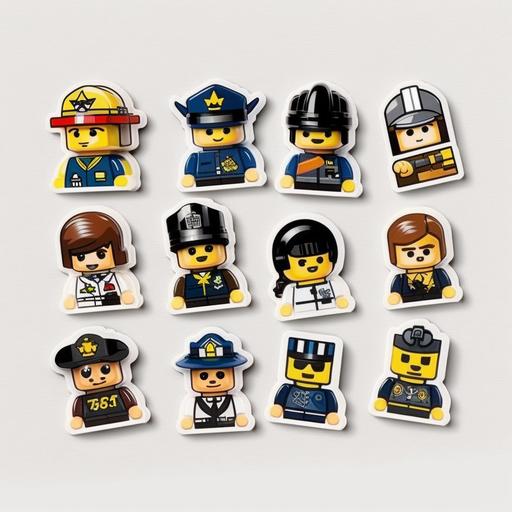 lego city police stickers for kids in white background