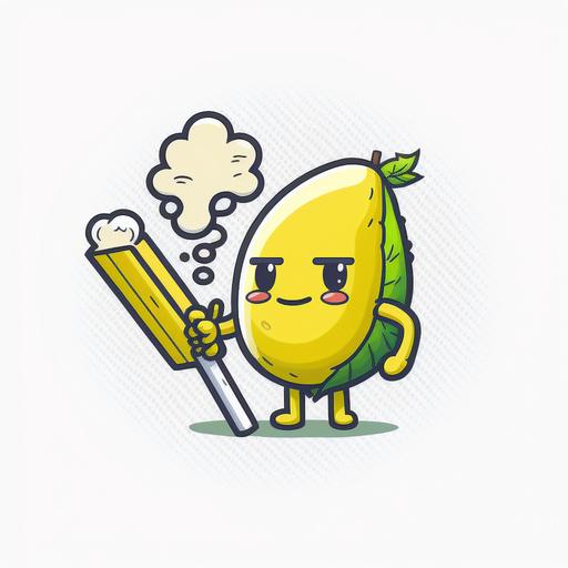 lemon character smoking joint , NFTs, collectible , PNG , cartoon , draw style, 2d white background, logo style nft