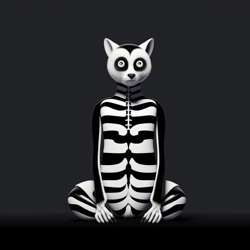 lemur a black and white skeleton with a heart logo, in the style of michael craig-martin, animated gifs, rockwell kent, matthias jung, les automatistes, petcore, elongated figures