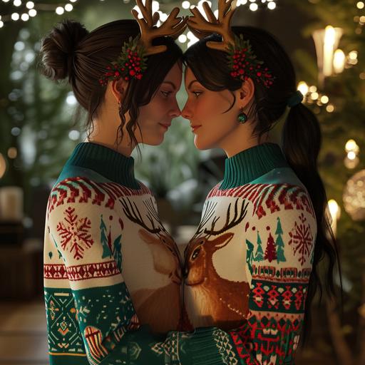 lesbian reindeer ugly sweater, christmas flight --v 6.0
