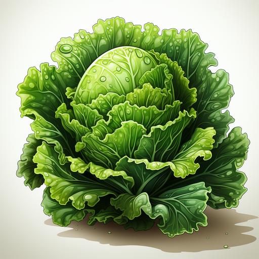 lettuce, cartoon, white background --s 750