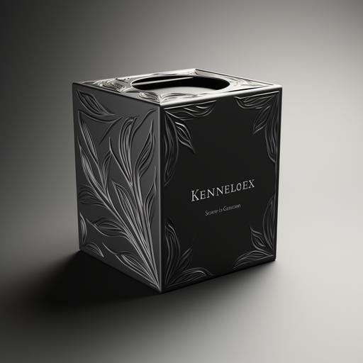 black metal cube kleenex box concept mockup, natural lighting