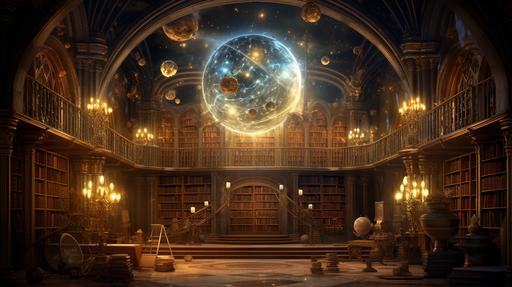 library, vintage, mystical, symbolism --ar 16:9