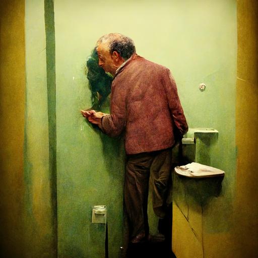 Man licking the walls of the women's restroom