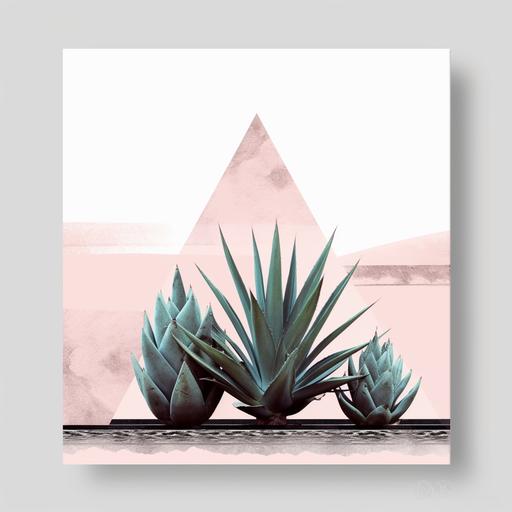 light pink aztec pyramid. Agave plants in the ocean in the style of Jean-Michel Basquiat --v 5