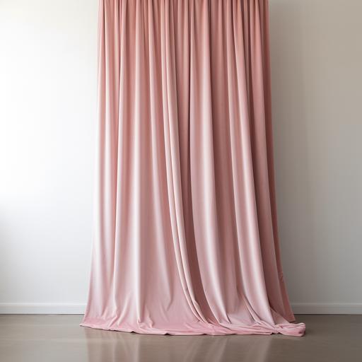 light pink velvet curtain in daylight with white background