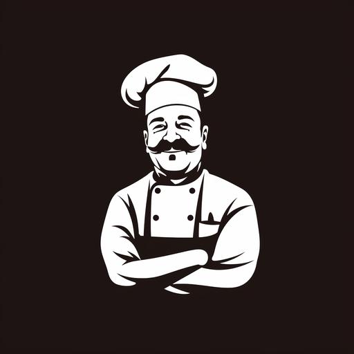 line vector chef logo, black minimalistic design taken from photo: