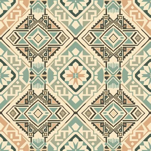 linen print, pattern repeated, antique aztec influence, pastelle and cream colours, inspired by burberry couture, hand printed design.