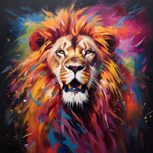 lion Painting, variety of colors in which only the colors have been mixed