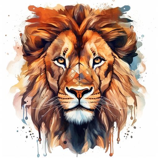 lion head poster ideas in watercolor style