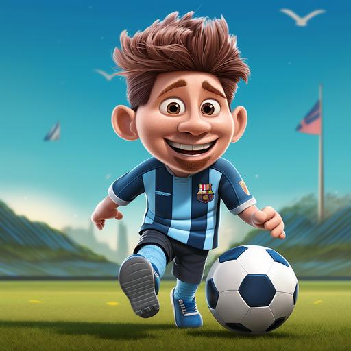 lionel messi playing football in cartoon theme