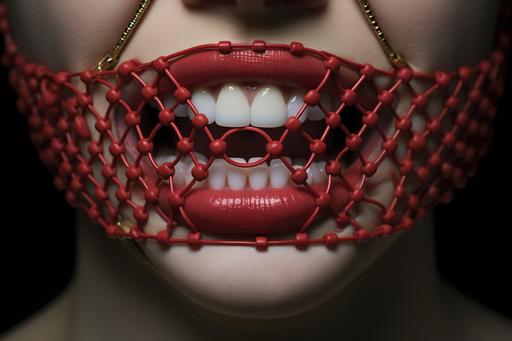 lip braces. prison for the mouth. a twisted closed mouth smile:: surgical stitching lips sealed. blanket stitch on the lips. psychopathic. stitching. Glued shut. Cross Stich pattern. Stitchfix. Cotopaxi eruptive speechless cotopaxi, whip stitch. --ar 3:2
