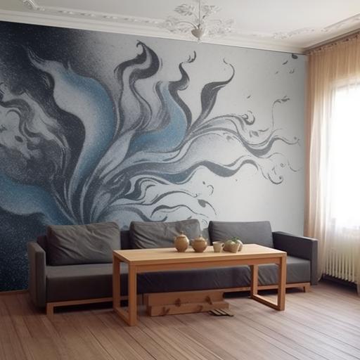liquid wallpaper in the apartment as on the photo. high quality, photorealism.